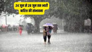 24 जून से 28 जून तक भारी बारिश की संभावना