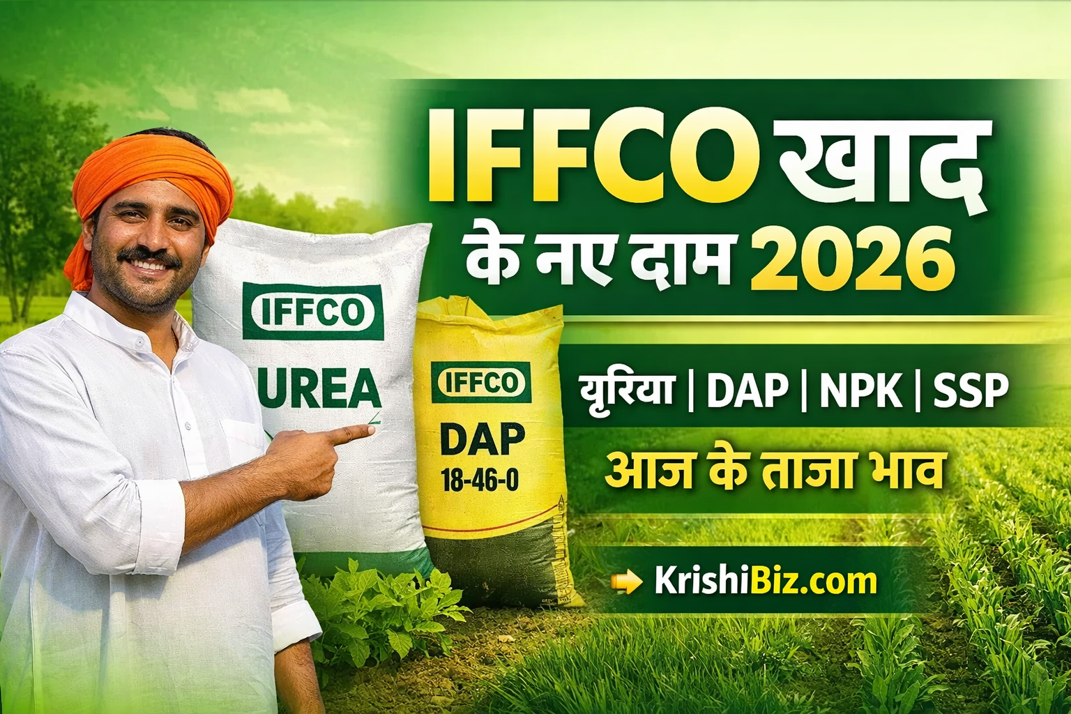 IFFCO खाद के नए दाम 2026 – यूरिया, DAP, NPK और SSP खाद के आज के ताजा भाव