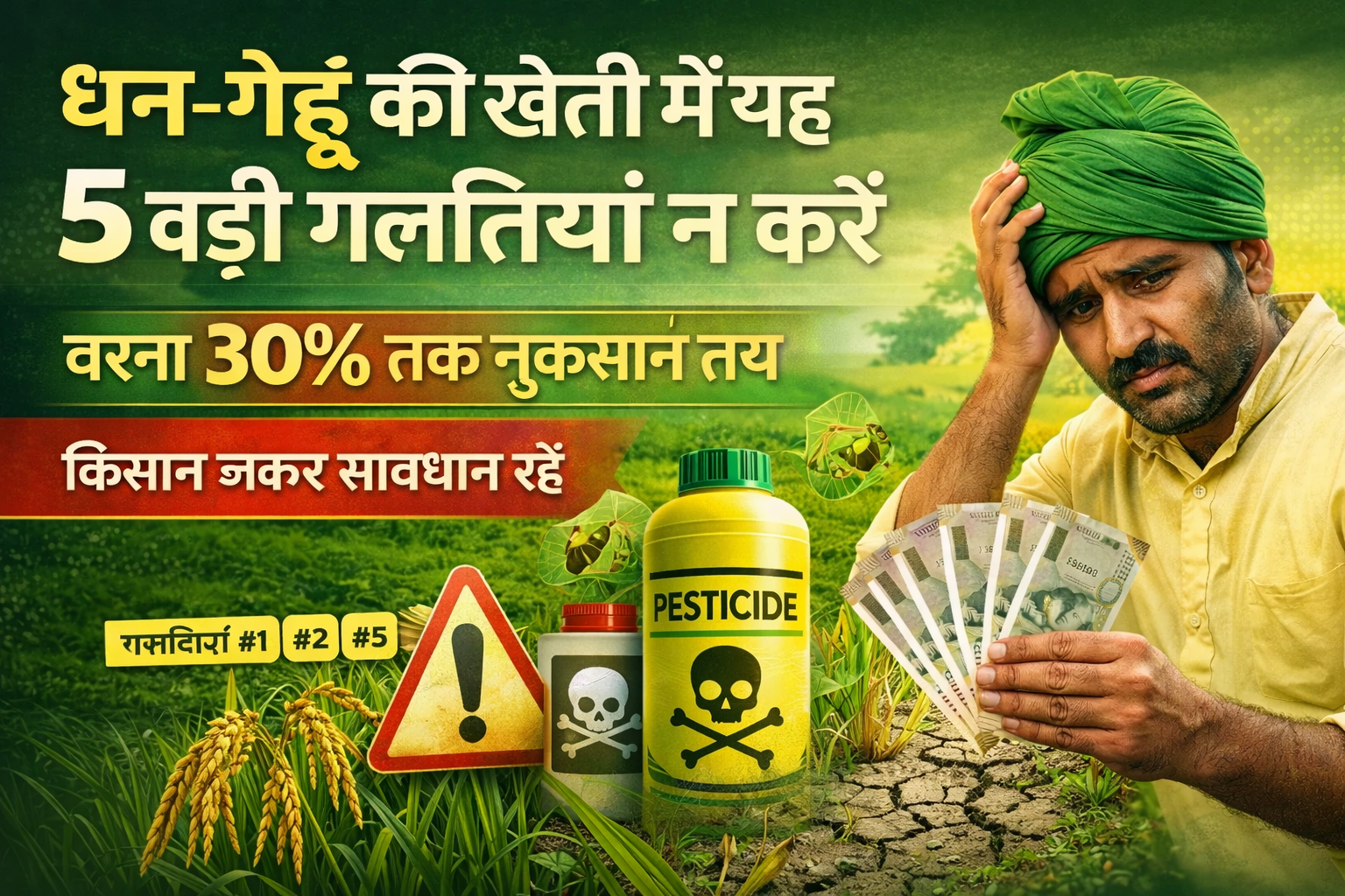 धान-गेहूं की खेती में की जाने वाली 5 बड़ी गलतियां, जिनसे किसानों को 30 प्रतिशत तक नुकसान हो सकता है